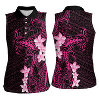 Pink Hawaii Women Sleeveless Polo Shirt Hammerhead Shark Tattoo Curve Polynesian - Polynesian Pride