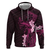 Pink Hawaii Zip Hoodie Hammerhead Shark Tattoo Curve Polynesian - Polynesian Pride