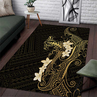 Black and Gold Hawaii Area Rug Hammerhead Shark Tattoo Curve Polynesian LT14 Black - Polynesian Pride