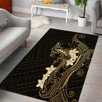 Black and Gold Hawaii Area Rug Hammerhead Shark Tattoo Curve Polynesian LT14 - Polynesian Pride