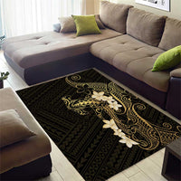 Black and Gold Hawaii Area Rug Hammerhead Shark Tattoo Curve Polynesian LT14 - Polynesian Pride