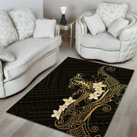 Black and Gold Hawaii Area Rug Hammerhead Shark Tattoo Curve Polynesian LT14 - Polynesian Pride