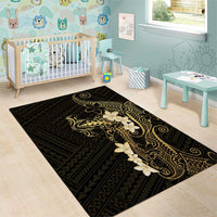 Black and Gold Hawaii Area Rug Hammerhead Shark Tattoo Curve Polynesian LT14 - Polynesian Pride
