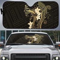 Black and Gold Hawaii Auto Sun Shade Hammerhead Shark Tattoo Curve Polynesian - Polynesian Pride