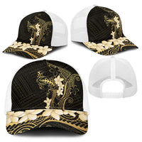 Black and Gold Hawaii Baseball Net Cap Hammerhead Shark Tattoo Curve Polynesian LT14 - Polynesian Pride