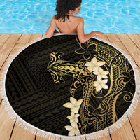 Black and Gold Hawaii Beach Blanket Hammerhead Shark Tattoo Curve Polynesian - Polynesian Pride