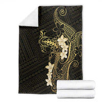 Black and Gold Hawaii Blanket Hammerhead Shark Tattoo Curve Polynesian - Polynesian Pride