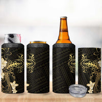 Black and Gold Hawaii 4 in 1 Can Cooler Tumbler Hammerhead Shark Tattoo Curve Polynesian - Polynesian Pride