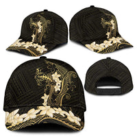 Black and Gold Hawaii Classic Cap Hammerhead Shark Tattoo Curve Polynesian LT14 - Polynesian Pride