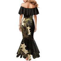 Black and Gold Hawaii Family Matching Mermaid Dress and Hawaiian Shirt Hammerhead Shark Tattoo Curve Polynesian - Polynesian Pride