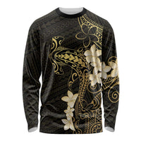 Black and Gold Hawaii Long Sleeve Shirt Hammerhead Shark Tattoo Curve Polynesian - Polynesian Pride