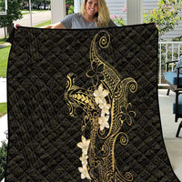Black and Gold Hawaii Quilt Hammerhead Shark Tattoo Curve Polynesian - Polynesian Pride