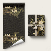 Black and Gold Hawaii Wrapping Paper Hammerhead Shark Tattoo Curve Polynesian - Polynesian Pride