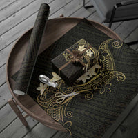 Black and Gold Hawaii Wrapping Paper Hammerhead Shark Tattoo Curve Polynesian - Polynesian Pride