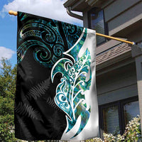 Proud Aotearoa Garden Flag Maori Silver Fern Mix Paua Shell Pattern LT14 - Polynesian Pride