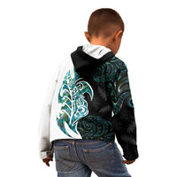 Proud Aotearoa Kid Hoodie Maori Silver Fern Mix Paua Shell Pattern LT14 - Polynesian Pride