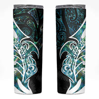 Proud Aotearoa Skinny Tumbler Maori Silver Fern Mix Paua Shell Pattern