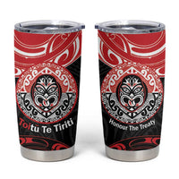 Aotearoa Toitu Te Tiriti Tumbler Cup Haka Tiki Honour The Treaty LT14 Black - Polynesian Pride