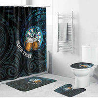Personalized New Zealand Darts Beer Bathroom Set Paua Shell Aotearoa Maori Tattoo LT14 Bathroom Set (4 pcs) Black - Polynesian Pride