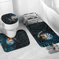 Personalized New Zealand Darts Beer Bathroom Set Paua Shell Aotearoa Maori Tattoo LT14 Mat Set Only (3 pcs) One Size Black - Polynesian Pride