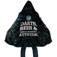 Personalized New Zealand Darts Beer Cloak Paua Shell Aotearoa Maori Tattoo LT14 Unisex Black - Polynesian Pride