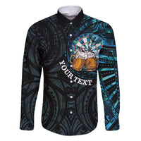 Personalized New Zealand Darts Beer Family Matching Short Sleeve Bodycon Dress and Hawaiian Shirt Paua Shell Aotearoa Maori Tattoo - Polynesian Pride