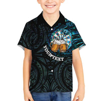Personalized New Zealand Darts Beer Family Matching Summer Maxi Dress and Hawaiian Shirt Paua Shell Aotearoa Maori Tattoo - Polynesian Pride