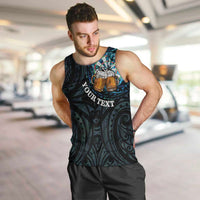 Personalized New Zealand Darts Beer Men Tank Top Paua Shell Aotearoa Maori Tattoo LT14 Black - Polynesian Pride