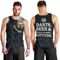 Personalized New Zealand Darts Beer Men Tank Top Paua Shell Aotearoa Maori Tattoo LT14 - Polynesian Pride