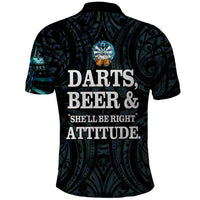 Personalized New Zealand Darts Beer Polo Shirt Paua Shell Aotearoa Maori Tattoo LT14 - Polynesian Pride