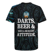 Personalized New Zealand Darts Beer Rugby Jersey Paua Shell Aotearoa Maori Tattoo LT14 - Polynesian Pride