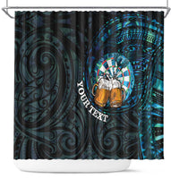Personalized New Zealand Darts Beer Shower Curtain Paua Shell Aotearoa Maori Tattoo LT14 Black - Polynesian Pride