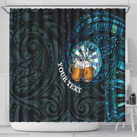 Personalized New Zealand Darts Beer Shower Curtain Paua Shell Aotearoa Maori Tattoo LT14 - Polynesian Pride