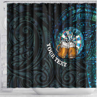 Personalized New Zealand Darts Beer Shower Curtain Paua Shell Aotearoa Maori Tattoo LT14 - Polynesian Pride