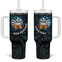 Personalized New Zealand Darts Beer Tumbler With Handle Paua Shell Aotearoa Maori Tattoo LT14 One Size: 40 oz Black - Polynesian Pride