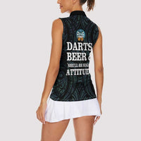 Personalized New Zealand Darts Beer Women Sleeveless Polo Shirt Paua Shell Aotearoa Maori Tattoo LT14 - Polynesian Pride