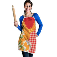 Prince Kuhio Aloha Hawaii Apron Plumeria Ilima Lei Palaka Motifs