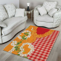 Prince Kuhio Aloha Hawaii Area Rug Plumeria Ilima Lei Palaka Motifs