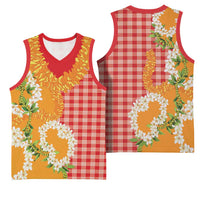 Prince Kuhio Aloha Hawaii Basketball Jersey Plumeria Ilima Lei Palaka Motifs
