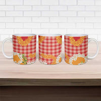 Prince Kuhio Aloha Hawaii Ceramic Mug Plumeria Ilima Lei Palaka Motifs