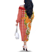 Prince Kuhio Aloha Hawaii Family Matching Off The Shoulder Long Sleeve Dress and Hawaiian Shirt Plumeria Ilima Lei Palaka Motifs LT14 - Polynesian Pride