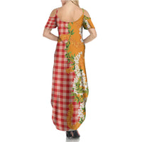 Prince Kuhio Aloha Hawaii Family Matching Summer Maxi Dress and Hawaiian Shirt Plumeria Ilima Lei Palaka Motifs