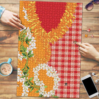 Prince Kuhio Aloha Hawaii Puzzle Plumeria Ilima Lei Palaka Motifs
