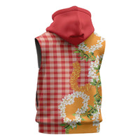Prince Kuhio Aloha Hawaii Sleeveless Hoodie Plumeria Ilima Lei Palaka Motifs