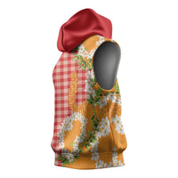 Prince Kuhio Aloha Hawaii Sleeveless Hoodie Plumeria Ilima Lei Palaka Motifs