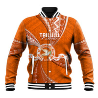 Personalised Tonga Tailulu College Baseball Jacket Class Of Year Tongan Ngatu Pattern LT14 Unisex Orange - Polynesian Pride