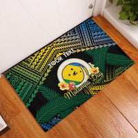 Personalised Malampa Day Rubber Doormat Vanuatu Provinces Polynesian Pattern LT14 Black - Polynesian Pride