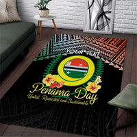 Personalised Penama Day Area Rug Vanuatu Provinces Polynesian Pattern LT14 Black - Polynesian Pride