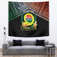 Personalised Penama Day Tapestry Vanuatu Provinces Polynesian Pattern LT14 Black - Polynesian Pride