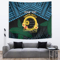 Personalised Sanma Day Tapestry Vanuatu Provinces Polynesian Pattern LT14 Black - Polynesian Pride